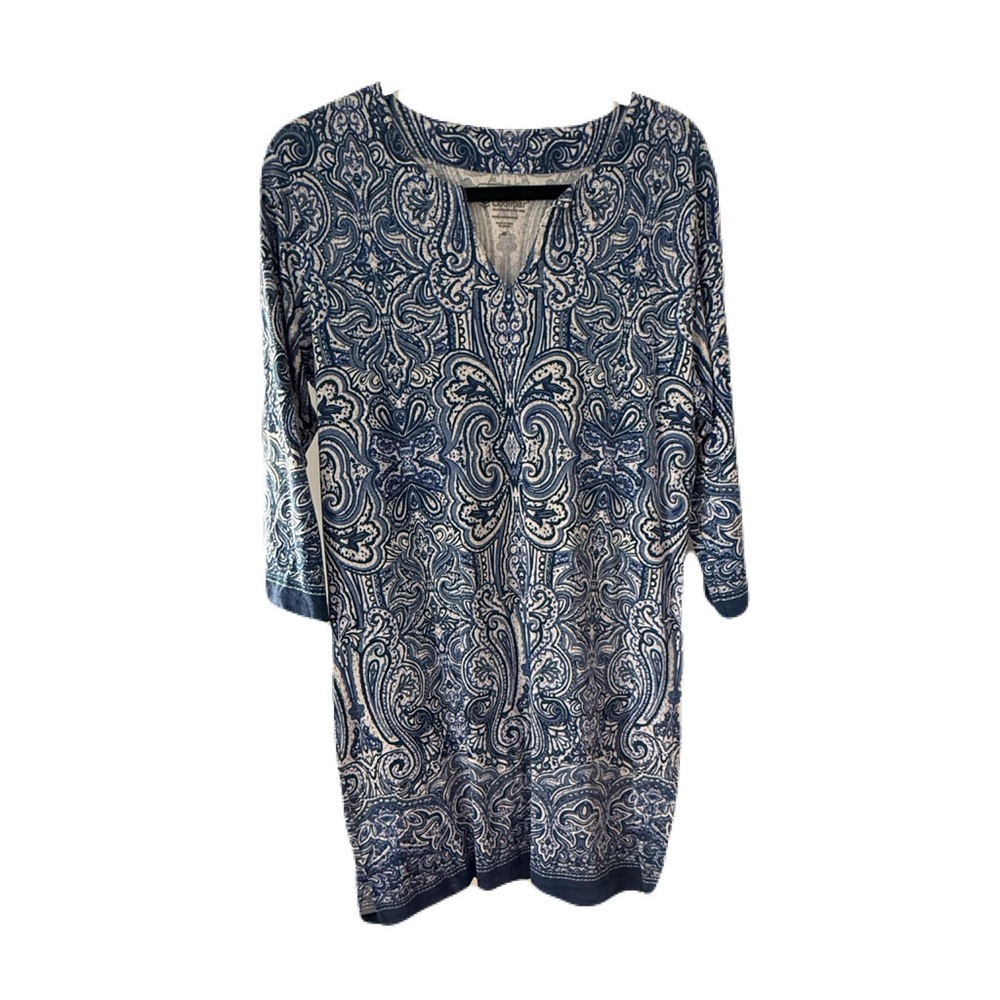 Coolibar Navy and White Paisley Dress